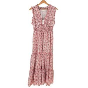 NWT Max Studio Floral Sleeveless V-Neck Maxi Dress Size L Lightweight Cotton